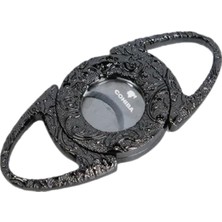Cohiba Siyah Kabartmalı Metal Puro Makası Kesici
