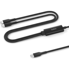 Belkin Boostcharge Pro 2’si 1 Arada 140 W Usb-C - Usb-C Şarj Kablosu, Örgülü Çift Şarj Kablosu, Akıl