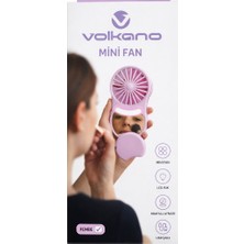 Volkano Katlanabilir Mini Aynalı Fan LED Işıklı 360 Dönebilen Kapak Destek Ayağı VK-100 Lila