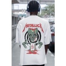 Sevbano Metallica Rock Metal Müzik Grubu Sırt Baskılı Unisex Oversize Tişört