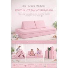 Yatella 4 Parça Katlanabilir Çocuk Koltuğu | Yatak & Minder – Çok Amaçlı Modüler Tasarım - Pembe