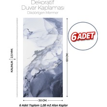 Brano 30X60 cm Kendinden Yapışkanlı Duvar,banyo,tezgah Arası Kaplama Gri-Mavi Mermer