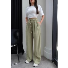 Esra Helvacı Bel Lastik Geniş Paça Pantolon