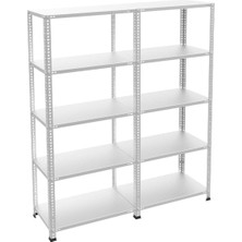 Alanraf 5 Katlı Duble Galvaniz Çelik Raf - Depo, Arşiv, Kiler, Dosya, Market Rafı 31X60 CM-150 Cm-0.70 mm
