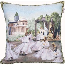Believe Mevlana Jakarlı Dokuma Goblen Dekoratif Kırlent 40*40
