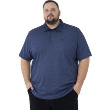 Battal Moda Battalmoda Erkek Büyük Beden Melanj Indigo Polo Yaka Kısa Kollu Pike Tişört 3xl-4xl-5xl-6xl-7xl-8xl