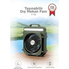 Torima Şarjlı Masaüstü Vantilatör Kamp Tipi 4000 Mah Işıklı Taşınabilir Masa Fanı F53 Yeşil