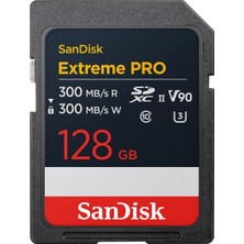 Sandisk 128 GB Extreme Pro Sdxc Uhs-Ii Bellek Kartı - 300 Mb/sn'ye Kadar Okuma ve Yazma Hızları, V90