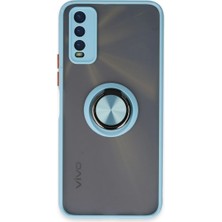 Akinco Vivo Y11S Kılıf Montreal Yüzüklü Silikon Kapak - Buz Mavi