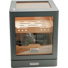 Premium Quality Premiumquality Sucre Aksesuar Çekmeceli Içi Ledli Karbon Desenli Sedir Humidor Puro Kutusu