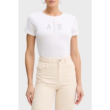 Armani Exchange % 100 Pamuk Logolu Bisiklet Yaka T Shirt Bayan T Shirt XW002348 AF10356 U0002