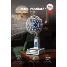 Torima Vantilatör Retro Tasarımlı Masaüstü Mini USB Şarjlı Fan F49 Mavi