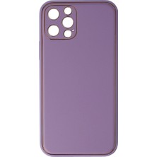Akinco Iphone 12 Pro Kılıf Coco Deri Silikon Kapak - Lila