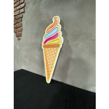 Neonite 'külahlı Dondurma'ışıklı ve Uv Baskılı Neonled  Dekoratif Duvar TABELASI(27X70CM)