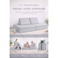 Yatella 4 Parça Katlanabilir Çocuk Koltuğu | Yatak & Minder – Çok Amaçlı Modüler Tasarım - Gri