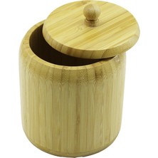 Ahşap Bambu Şekerlik Kapaklı Çap 11.3cm Derinlik 11CM NO12