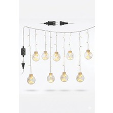 Çerçici 3 Metre 10 Toplu Perde LED Işık - Gün Işığı Şeffaf Dekoratif Aydınlatma - 8 Fonksiyonlu LED