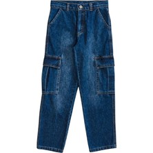 Kargo Cepli Bagi Model Kot Pantolon - Lacivert - 10-11 Yaş