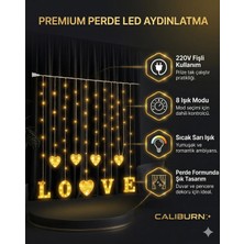 Neonova 3 Metre Perde LED Işık - 8 Modlu Kalp ve Love Figürlü Dekoratif Animasyonlu LED