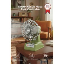 Torima Şarjlı Masaüstü Vantilatör Retro Tasarım 500 Mah Taşınabilir Mini Masa Fanı F51 Yeşil