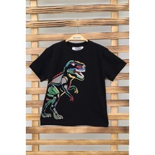 Waka Waka Kids Store Önü Baskılı Bisiklet Yaka Erkek Çocuk T-Shirt - Siyah