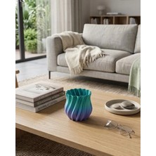 Feifei 3D Kıvrımlı Mavi Vazo Modern Dekoratif Şık Ev Aksesuarı - FEİ8146-5106