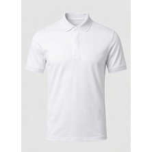 Beyaz Renk Pamuk Karışımlı Polo Yaka T-Shirt
