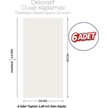 Brano 30X60 cm Kendinden Yapışkanlı Duvar,banyo,tezgah Arası Kaplama Kırık Beyaz 6 Adet