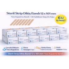 Steril Strip Dikiş Bandı 12 x 101 mm Yara Kapatma Bandı Cilt Sabitleyici Strip 6’lı 10 Paket