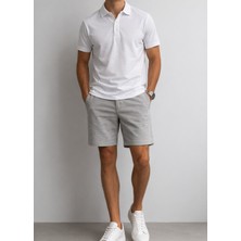 Beyaz Renk Pamuk Karışımlı Polo Yaka T-Shirt