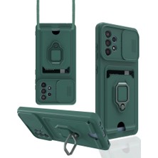 Akinco Samsung Galaxy A72 Kılıf Zuma Kartvizitli Yüzüklü Silikon - Yeşil