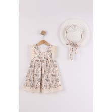 Joy Kids Kız Çocuk Çiçek Desenli Şapka Hediyeli Şifon Elbise (2-5yaş) (Çok Renkli)