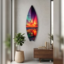 Decorita Sörf Tahtası Şekilli Modern Cam Tablo | Kuzeyin Büyüsü | 33CM x 99,5cm