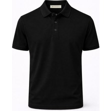 Siyah Renk Pamuk Karışımlı Polo Yaka T-Shirt