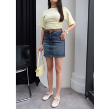 Esra Helvacı Cepli Denim Mini Etek