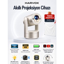 Harvox Apollon Hy7 Bataryalı Projeksiyon Cihazı Taşınabilir 4K Destekli 1080P Android Sistemli Perde Hediyeli Projektör