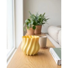 Feifei Sarı Kıvrımlı 3D Vazo Estetik Modern Ev ve Ofis Dekoru - FEİ3469-5903