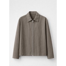 Kahve Rengi Lyocell Karışımlı Overshirt Ceket