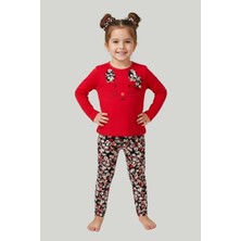 Hopi Kids Kız Bebek Önü Kedi Nakışlı Çiçekli Pantolonlu Takım