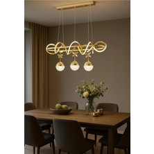 Kumsar Aydınlatma Luna 60X40 Ledli Lüks Gold 3 Kelebek Toplu Sarkıt Avize
