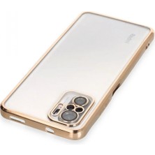 Pileli Store Newface Xiaomi Redmi Note 10 Kılıf Razer Lensli Silikon - Gold