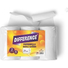 Saf Kağıt Şeylişeyler - Difference Fotoselli Havlu Kağıt 21 cm 2 Katlı 6 Rulo - Endüstriyel Hareketli Havlu