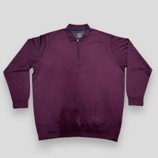 AlanyaXXL Büyük Beden Polo Yakalı Fermuar Kapamalı Pamuklu Erkek Kazak