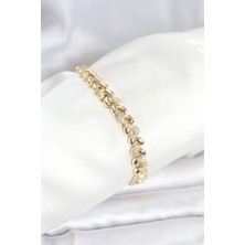 Vice Avm Pirinç Gold Renk Vıp Seri Sarmal Damla Model Zirkon Taşlı Kadın Bileklik (VICE/1395)