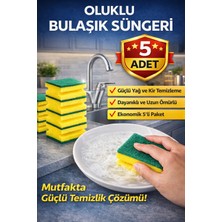 Lusil Oluklu Bulaşık Süngeri 5'li 1 Paket Güçlü Yağ ve Kir Temizleyici Çift Katmanlı Mutfak Süngeri