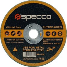 Specco SP-1220 75X1X9.5 mm Metal ve Paslanmaz Çelik Inox Kesici Taş (10'lu Paket)