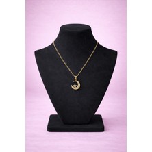 Mdm Style Ay Yıldız Figürlü Taşlı Gold Renk Kadın Kolye