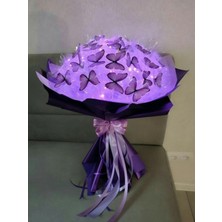 Caelia Kelebek Buketi Mor 30'lu Kelebekli Işıklı (Ledli) Sevgililer Günü Hediyesi Büyük Boy