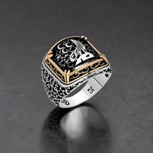 Takılingo 925 Ayar Gümüş Üç Hilal Kurt Motifli Erkek Yüzük