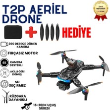 Hızlı Store T2 Pro  Drone 4K Üç Kameralı Gps Wifi Fpv 360° Engel Algılama Büyük Ekran Kumandalı Katlanabilir Drone